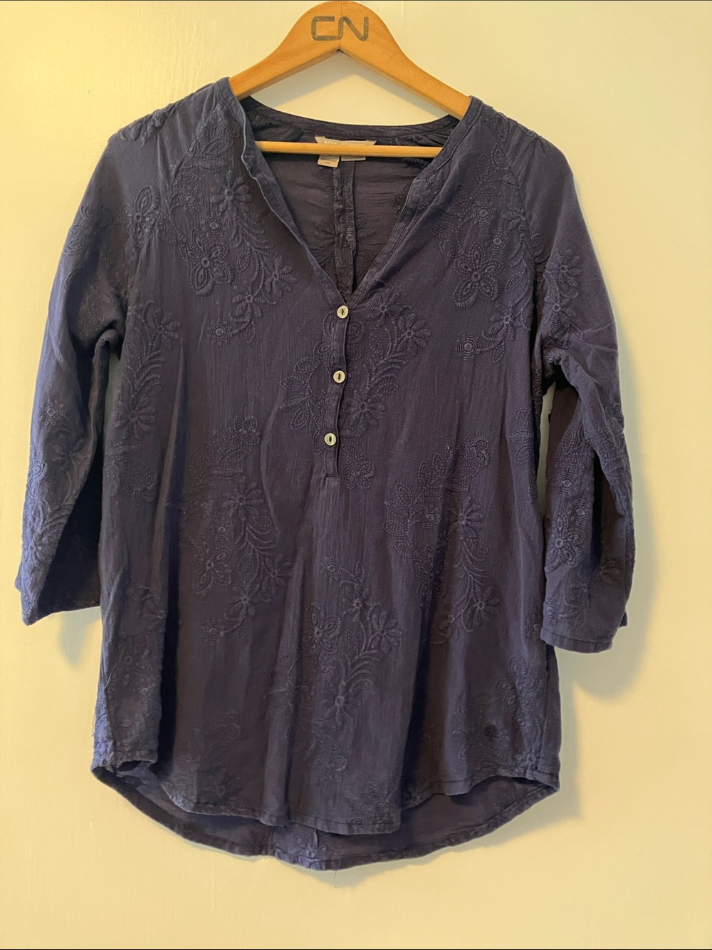 Royal Robbins Navy Embroidered Women's Floral Boho Blouse